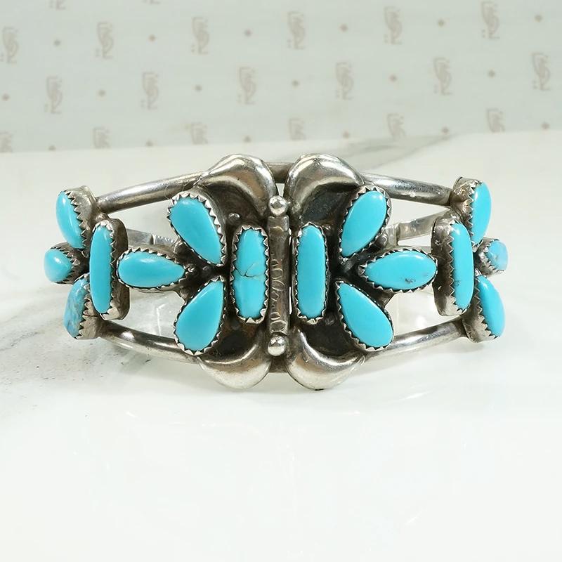 Sleeping Beauty Turquoise & Silver Butterfly Cuff