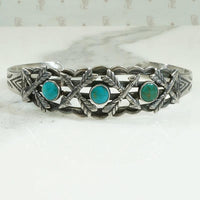 Bell Turquoise Silver Cuff with Arrows & Rockers