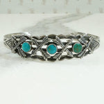 Bell Turquoise Silver Cuff with Arrows & Rockers