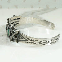 Bell Turquoise Silver Cuff with Arrows & Rockers