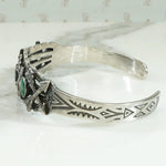 Bell Turquoise Silver Cuff with Arrows & Rockers