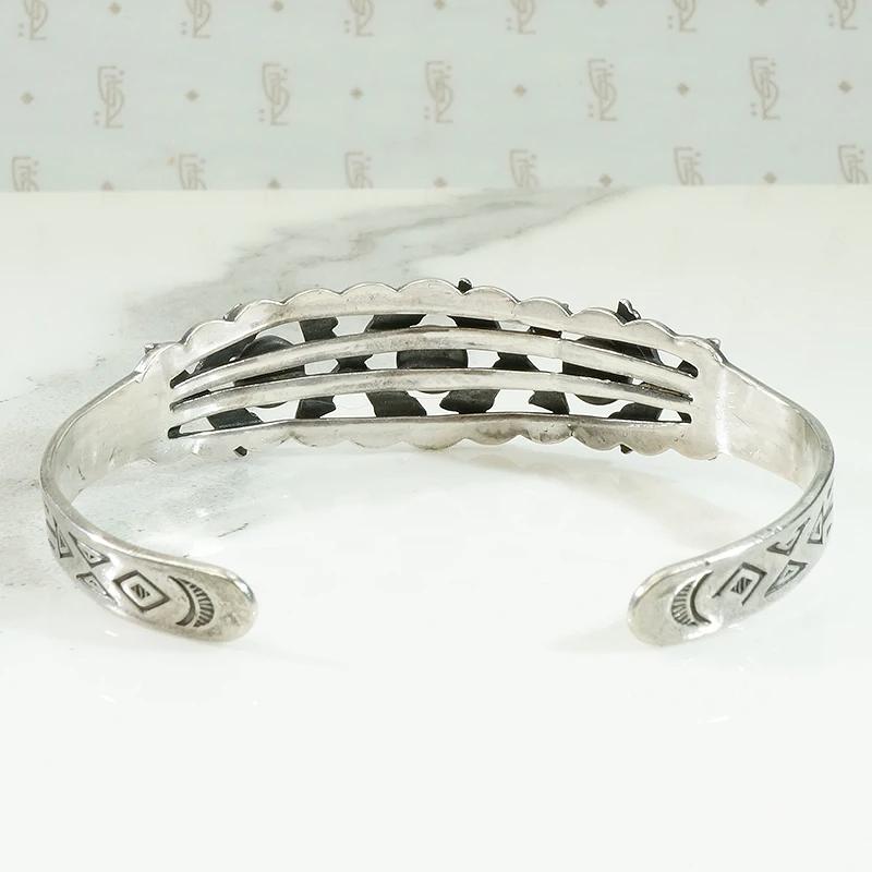Bell Turquoise Silver Cuff with Arrows & Rockers