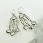 Brilliant Deco Crystal & Chrome Chandelier Earrings