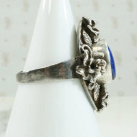 Bold Bohemian Sculpted Silver & Lapis Ring