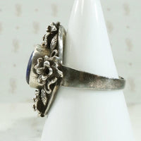 Bold Bohemian Sculpted Silver & Lapis Ring