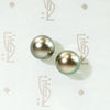 Decadent Dark Grey Pearl Studs in Gold