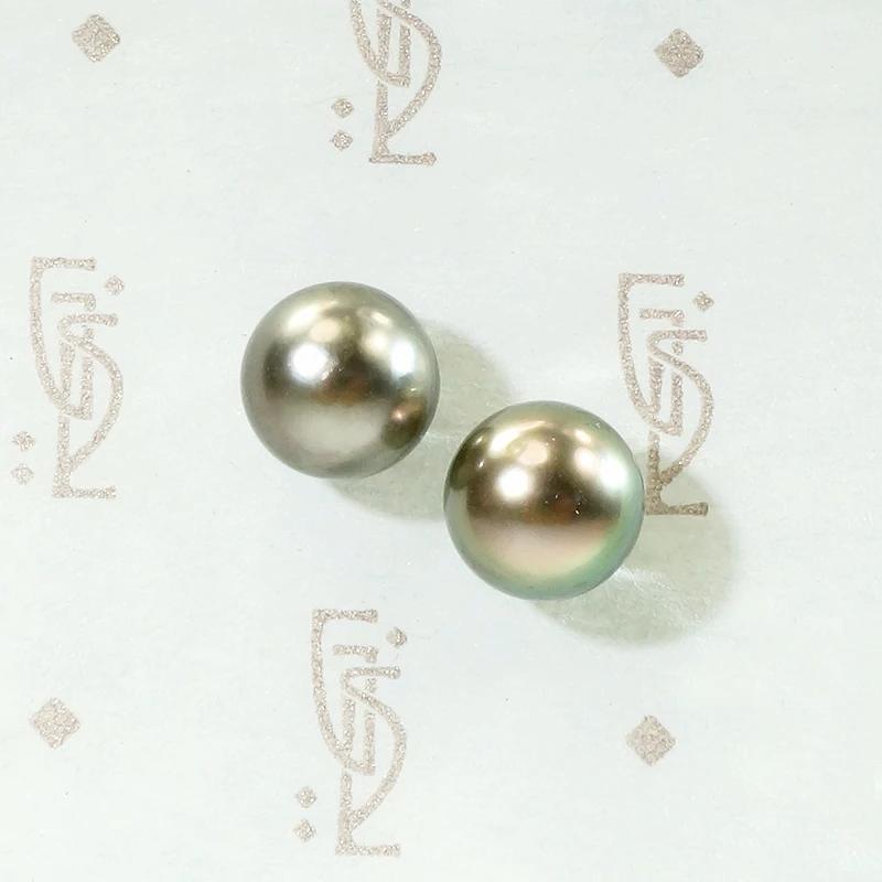 Decadent Dark Grey Pearl Studs in Gold
