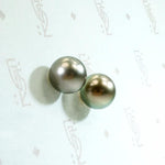 Decadent Dark Grey Pearl Studs in Gold