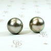 Decadent Dark Grey Pearl Studs in Gold