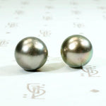 Decadent Dark Grey Pearl Studs in Gold
