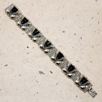 Dramatic Taxco Onyx Mask Panel Bracelet