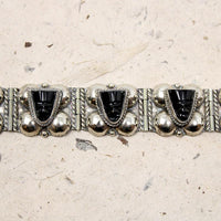 Dramatic Taxco Onyx Mask Panel Bracelet