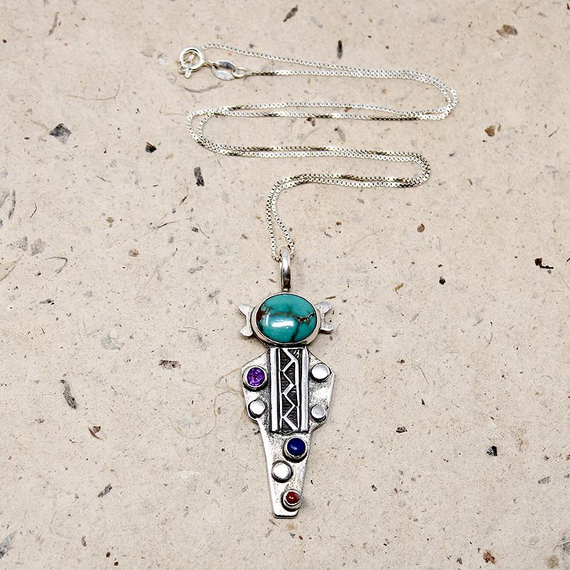 Gem Studded Kachina Pendant by A. Monte