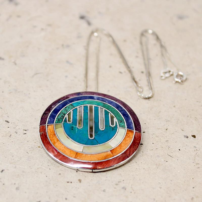 Fantastic Rainbow & Rain Drop Inlay Pendant