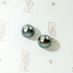 Peacock-Colored Tahitian Black Pearl Studs
