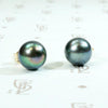 Peacock-Colored Tahitian Black Pearl Studs