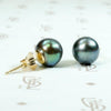 Peacock-Colored Tahitian Black Pearl Studs