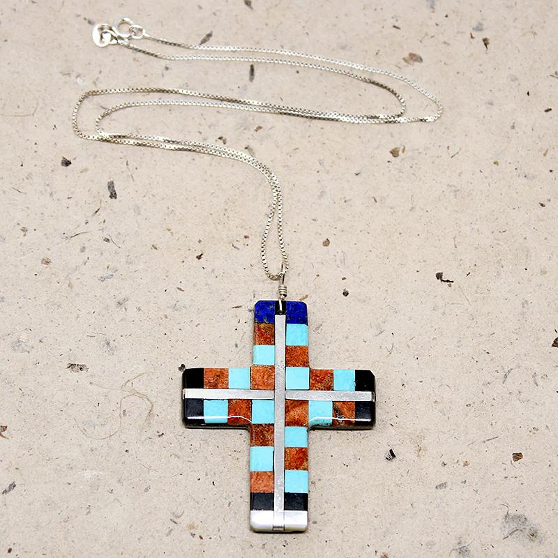 Colorful Inlay Santo Domingo Cross