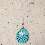 Exquisite Turquoise & Silver Inlaid Shell Necklace