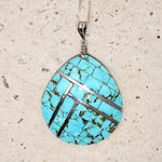 Exquisite Turquoise & Silver Inlaid Shell Necklace