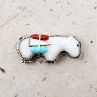 Zuni Bear Fetish Brooch with Offering Bundle