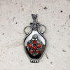 Sterling Urn Pendant/Pin with Red Gems