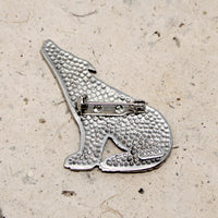 Powerful Pewter Wolf Brooch Marked Canada