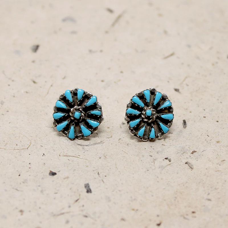 Petit Point Turquoise Sunburst Studs