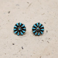 Petit Point Turquoise Sunburst Studs