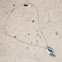 Silver Beaded Turquoise Inlay Peyote Bird Necklace