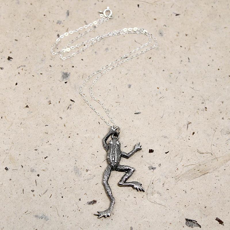 Pewter Frog Pendant on Silver Chain