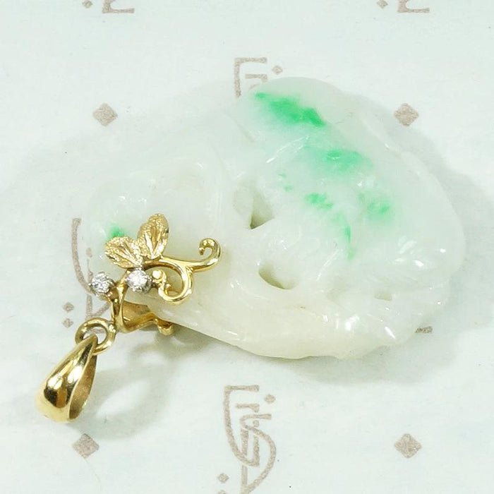 Monkey and Squirrel Carved Jade Pendant