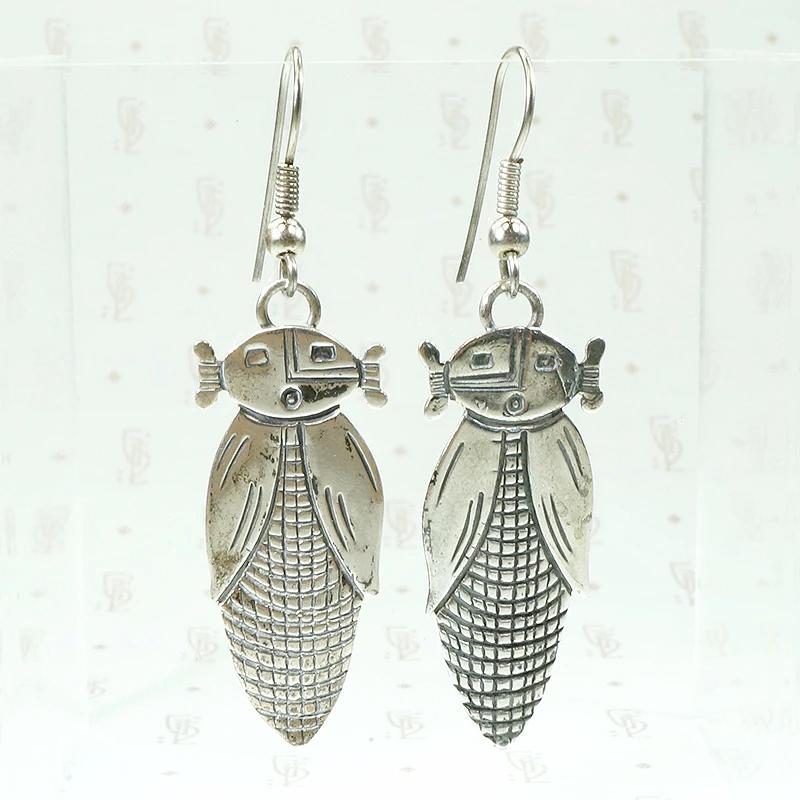 Engraved Sterling Silver Corn Maiden Earrings