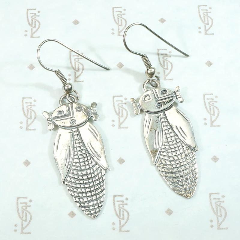 Engraved Sterling Silver Corn Maiden Earrings
