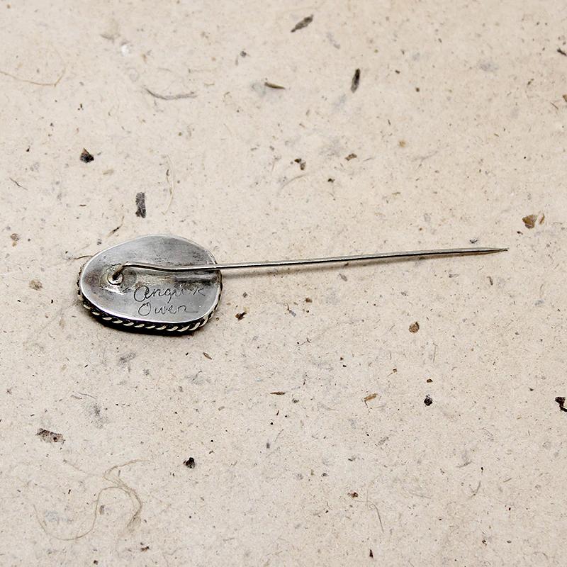 Mosaic Inlay on Shell Stickpin by Angie Owen