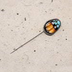 Mosaic Inlay on Shell Stickpin by Angie Owen