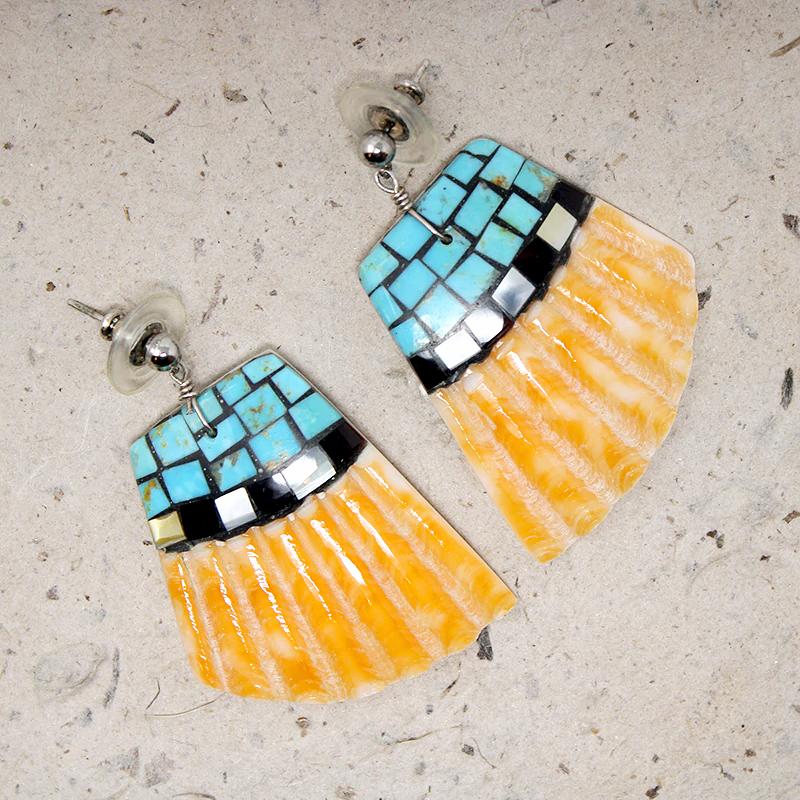 Fun & Colorful Mosaic Inlay Shell Earrings