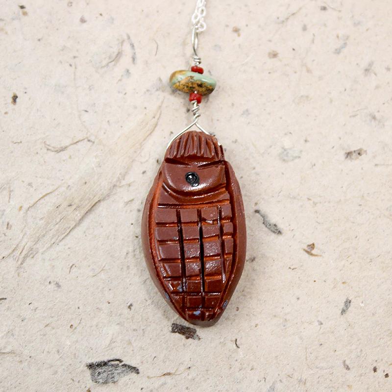 Navajo Carved Corn Maiden Pendant Signed Tarpin