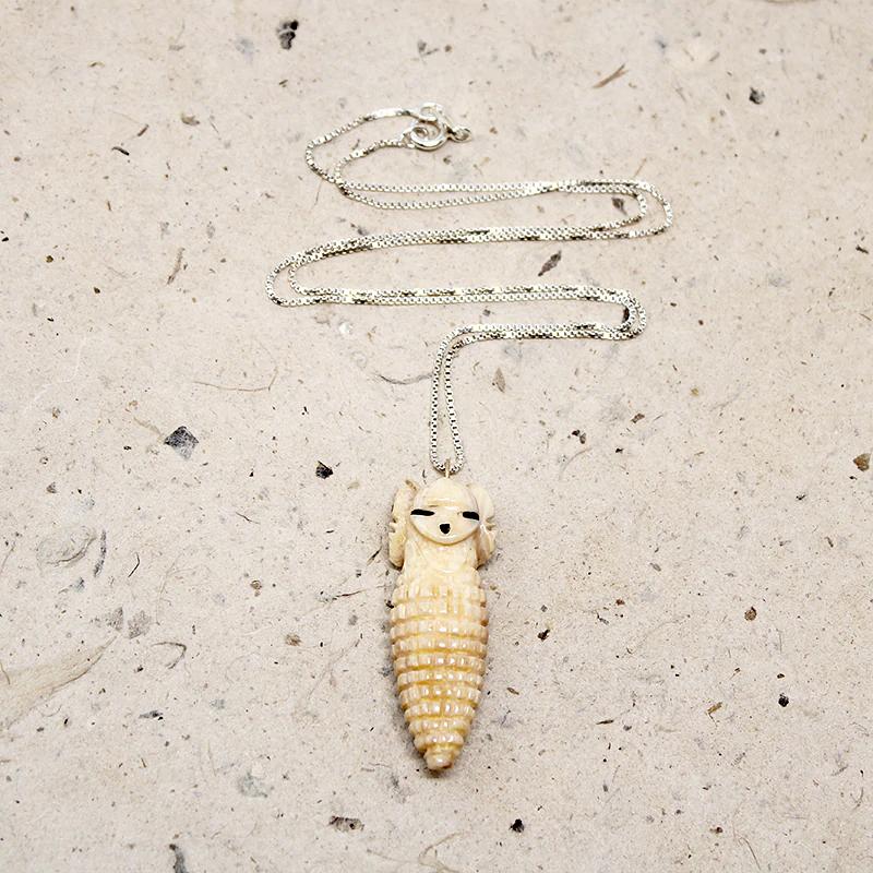 Little Hopi Corn Maiden Carved Shell Pendant
