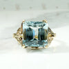 Aquamarine in Leafy Gold Cocktail Ring