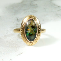 Green Flash Witchy Black Opal Ring