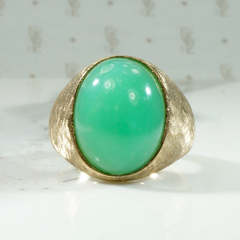 Celadon-Green Chrysoprase Signet Style Ring