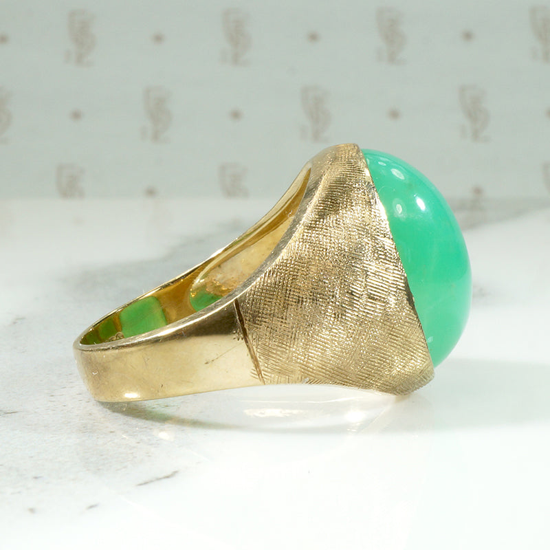 Celadon-Green Chrysoprase Signet Style Ring