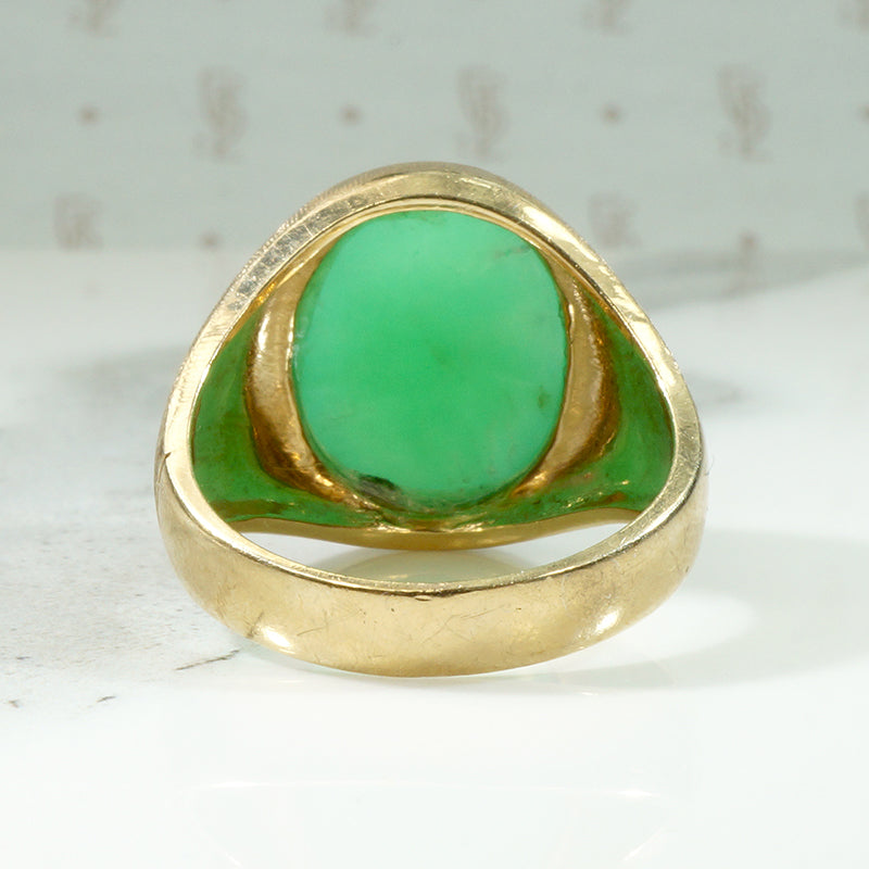 Celadon-Green Chrysoprase Signet Style Ring