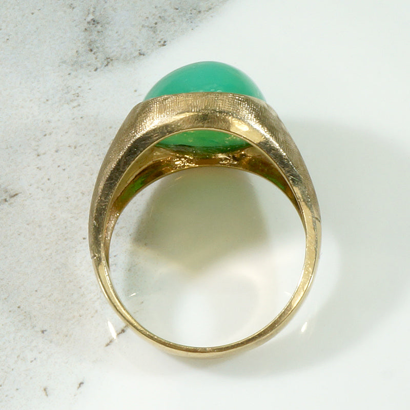 Celadon-Green Chrysoprase Signet Style Ring