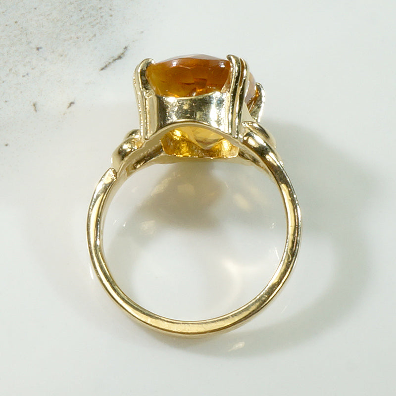 Curvy Gold Citrine Cocktail Ring
