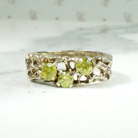 Peridot Spangled  Silver "Bramble" Band