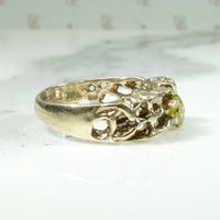 Peridot Spangled  Silver "Bramble" Band