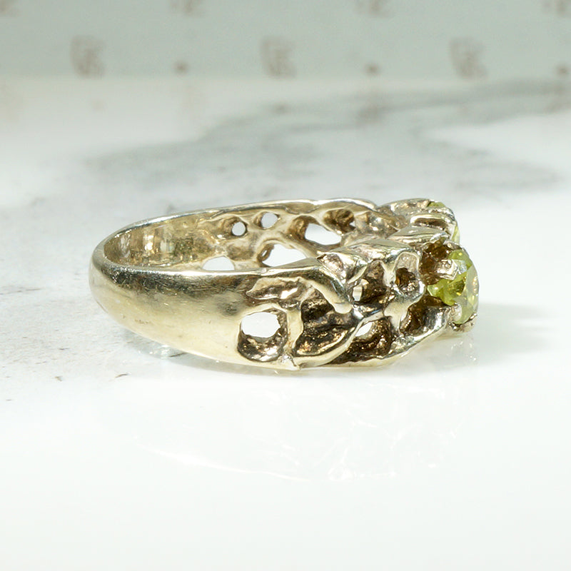 Peridot Spangled  Silver "Bramble" Band