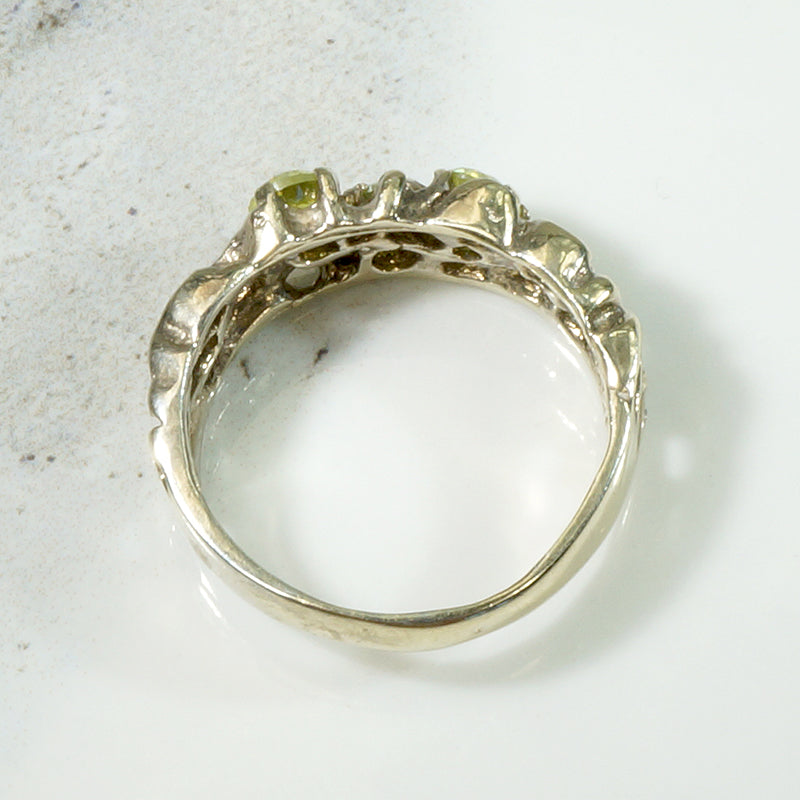 Peridot Spangled  Silver "Bramble" Band